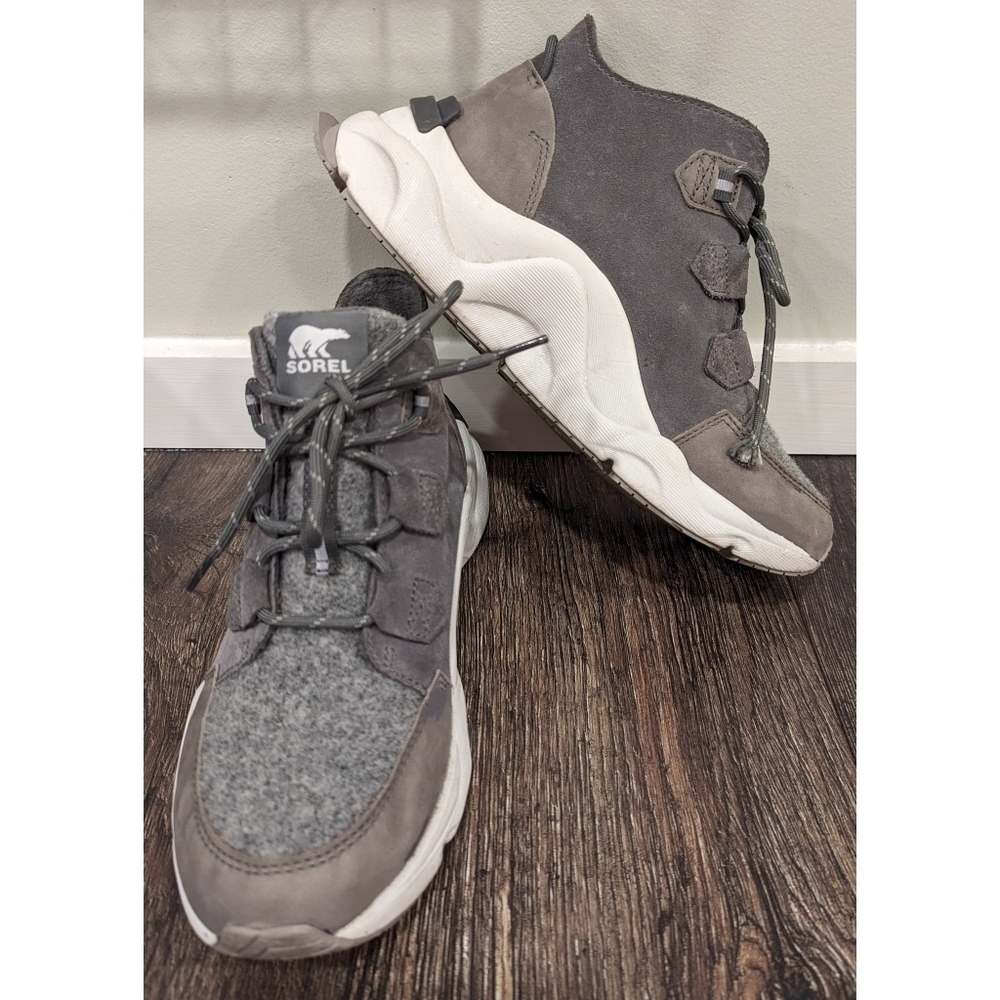 Sorel Kinetic Rnegd Caribou Shoe In Quarry/Sea Salt Size 9